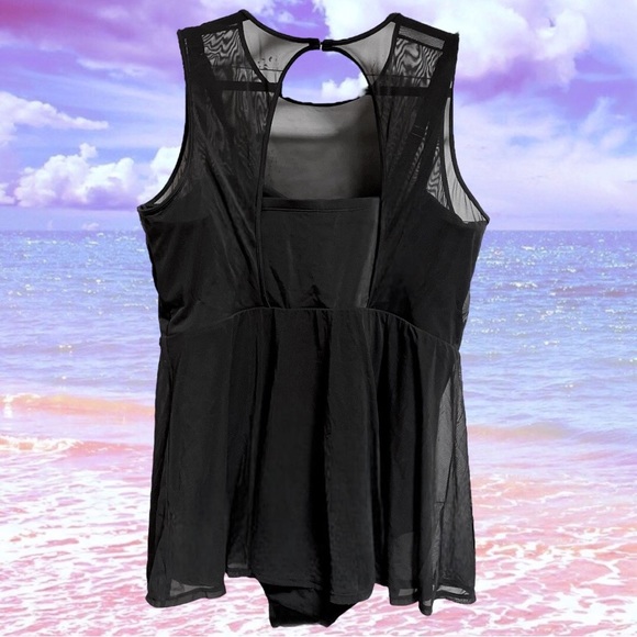 Torrid Black Underwire Short Mesh Overlay Swim Dress With Brief 3 (3XL) D/DD NWT - Picture 6 of 14